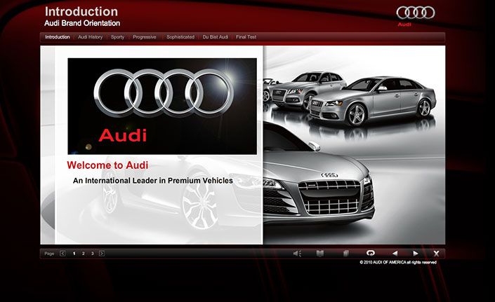 Audi interactive elearning module Audi interactive elearning module – Introduction page
