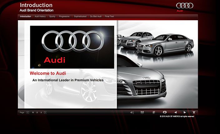 Audi interactive elearning module – Introduction page