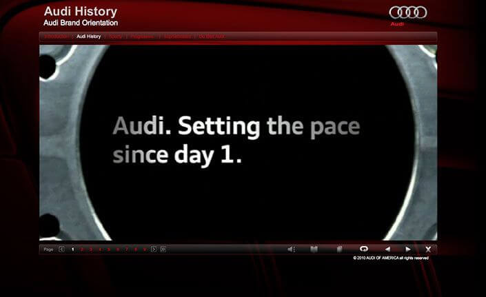 Audi interactive elearning module – Audi Historu page