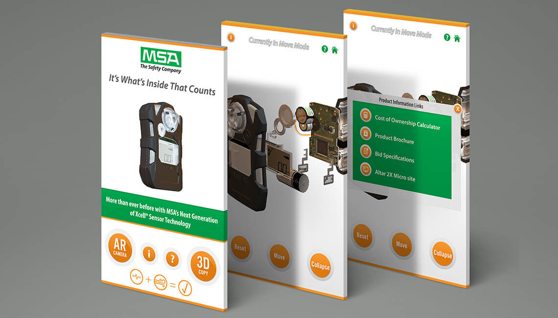 MSA Altair 2x - Augmented Reality app screens