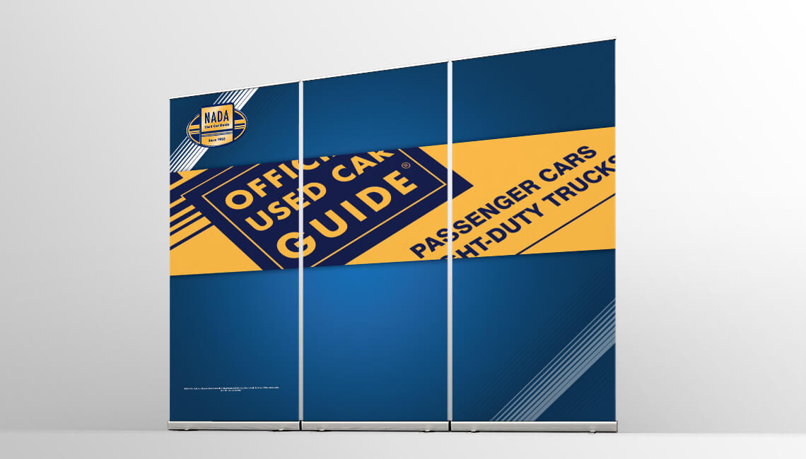 NADA Used Car Guide - roll up banners NADA Used Car Guide - 3 Roll up banners featuring logo and image from the printed guide