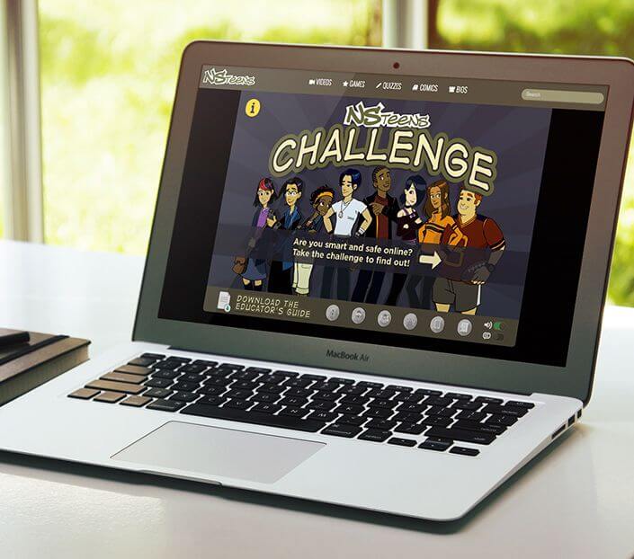 NS Teens Challenge eLearning home page as shown on a laptop