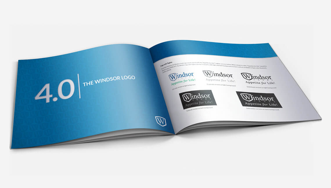 Ajinomoto Windsor Foods – “Brand Guidelines” – 2-page spread of printed book