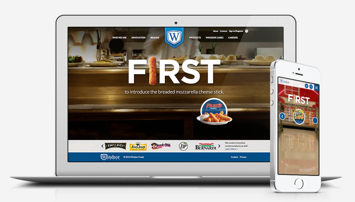 Ajinomoto Windsor Foods - Website Design, desktop and mobile views