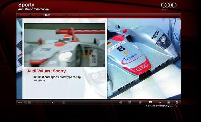 Audi interactive elearning module – Audi Brand Orientation page