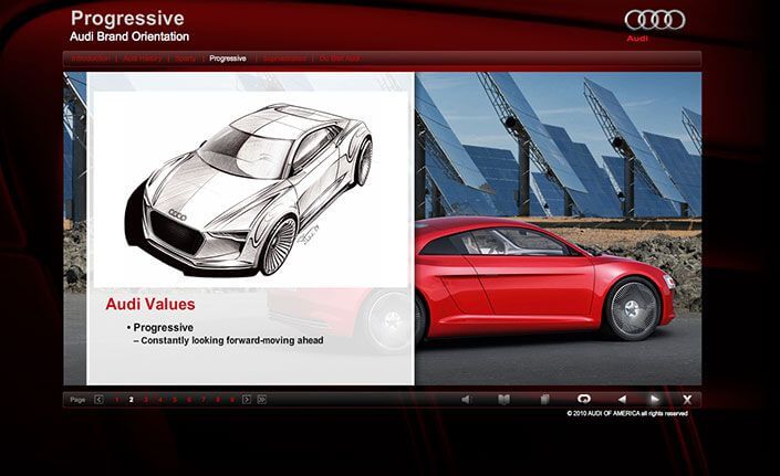 Audi interactive elearning module – Progressive page