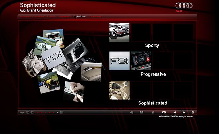 Audi interactive elearning module – Sophisticated Page