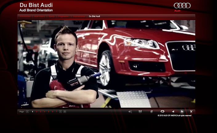 Audi interactive elearning module – Du Bist Audi page