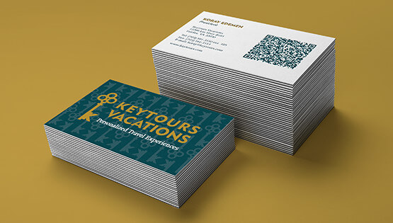 Keytours Vacations - 2 stacks of business cards, front and back