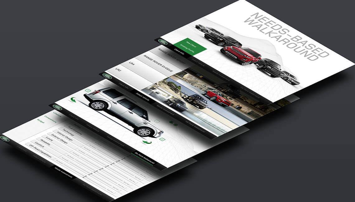 Land Rover – “Needs Based Walkaround” mobile app screens