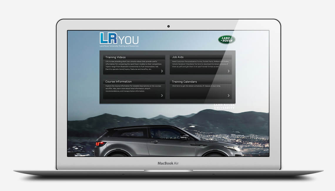 Land Rover LRYou - interactive microsite, online eLearning, event management and training center