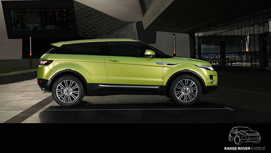 Range Rover Evoke Light green Range Rover Evoke in a parking lot