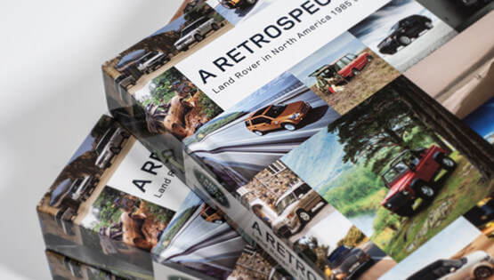 “Land Rover Retrospective” – a Hard bound printed publication, graphic design, copywriting, publication layout, printing