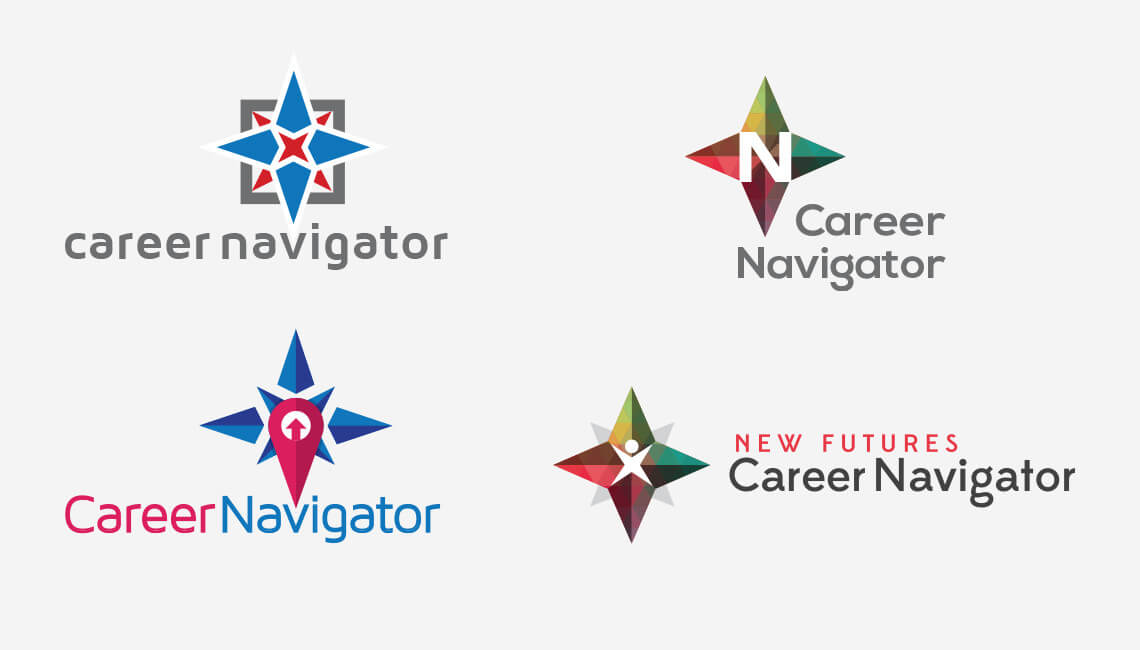 New Futures Career Navigator - Various early logo designs
