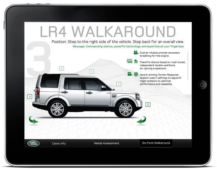 Land Rover Interactive needs based walk-around app – Step 3: Overall view