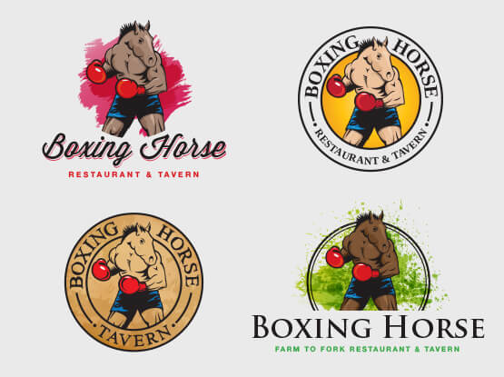 Early designs for Boxing Horse Tavern logo