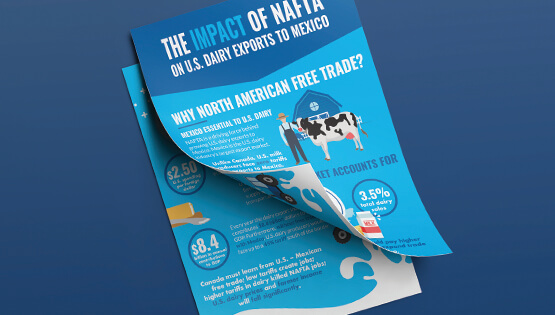Infographic handout printed fact sheet about the impact of NAFTA