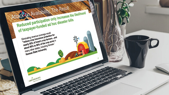 PowerPoint presentation design for National Crop Insurance Services as shown on a laptop