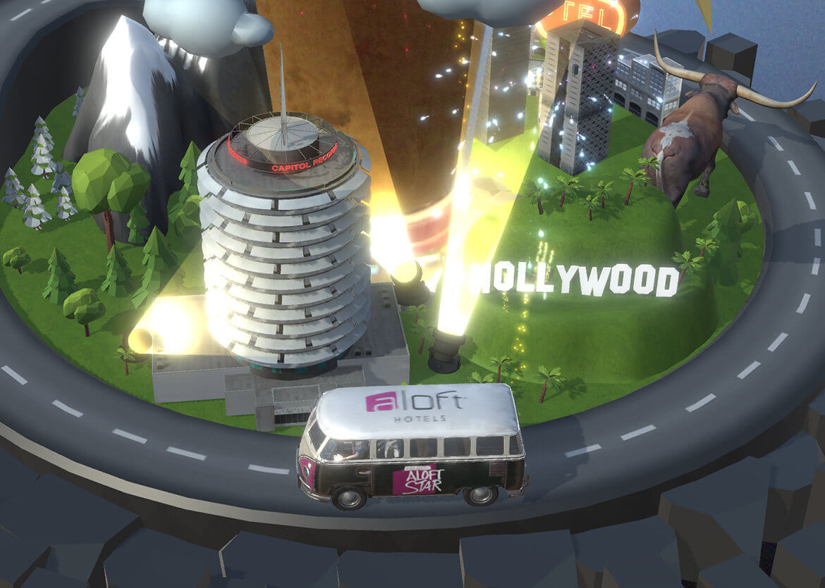 Mariott Augmented Reality app – screenshot of van passing Hollywood