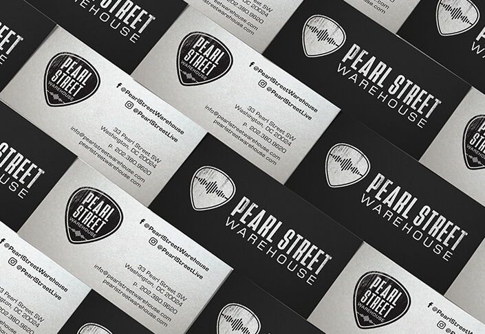 Pearl Street Warehouse business cards
