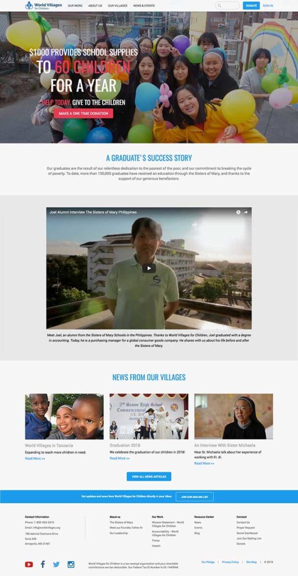 A gradulate's success story - World Villages for Children web page