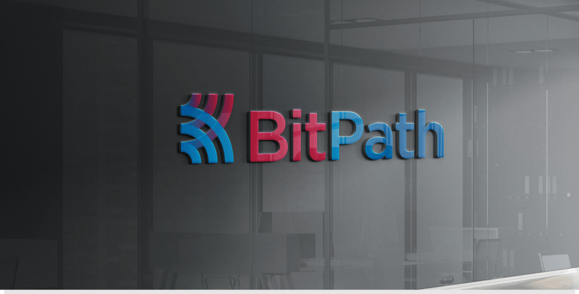 BitPath Logo on black and white office background