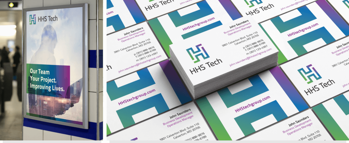 HHS Technology Collateral – Business Cards and Hanging Sign