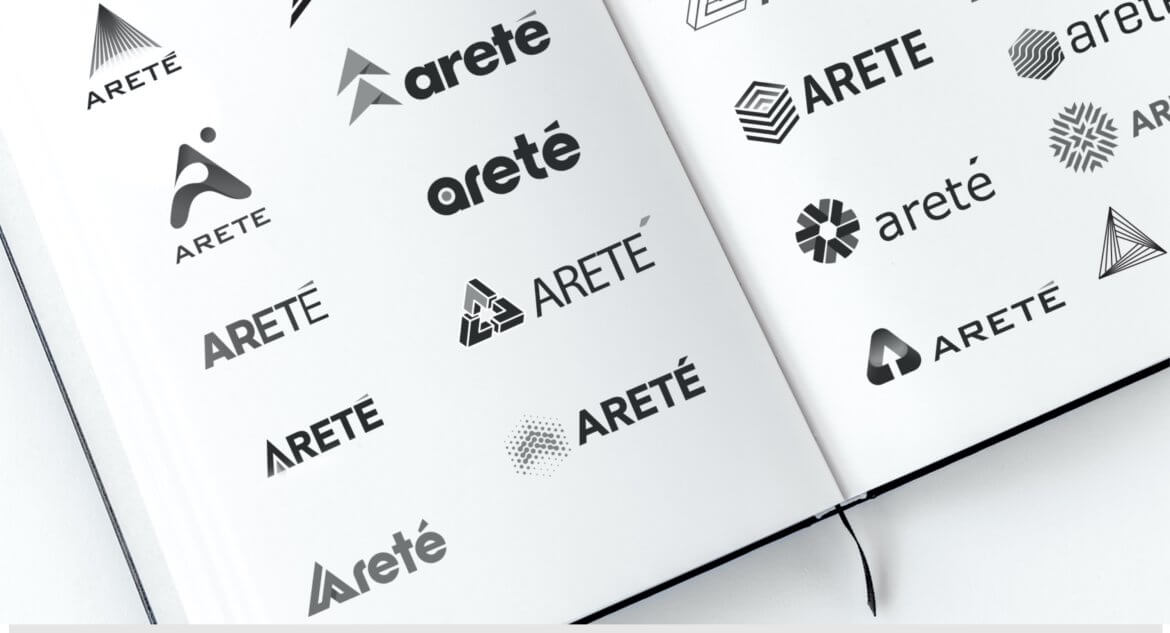 Areté logo development and visual system