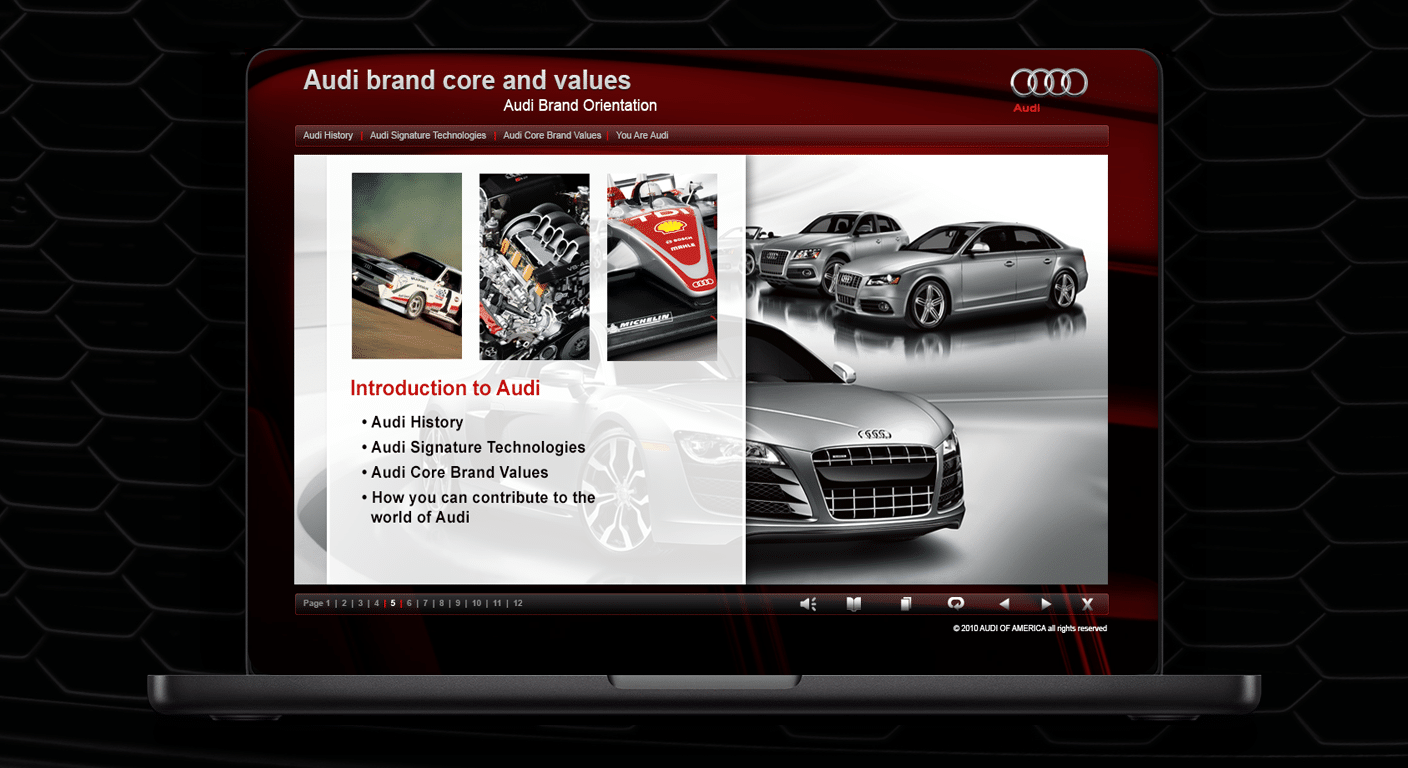 Audi Brand Orientation course overview introduction screen