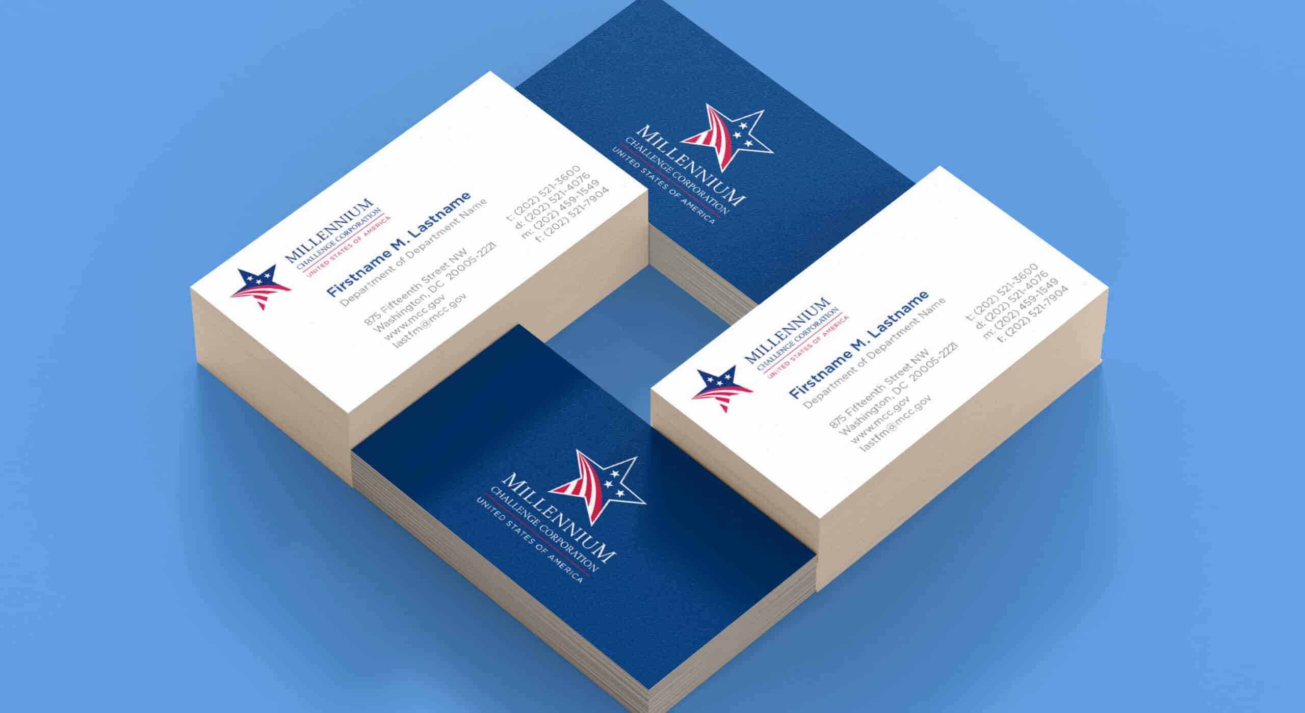 Millennium Challenge Corporation business card design and print collateral system