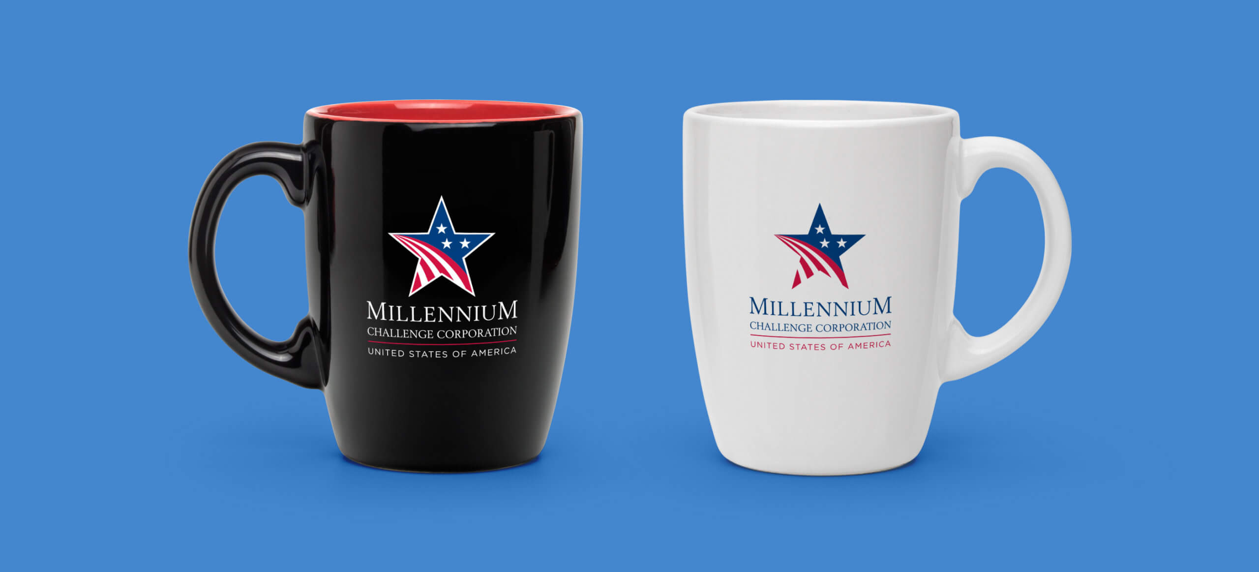 Millennium Challenge Corporation branded mug and merchandise application