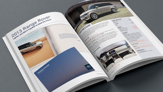 Land Rover North America reference guide interior pages showing editorial design and typography