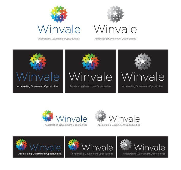 Winvale logo reversed and greyscale