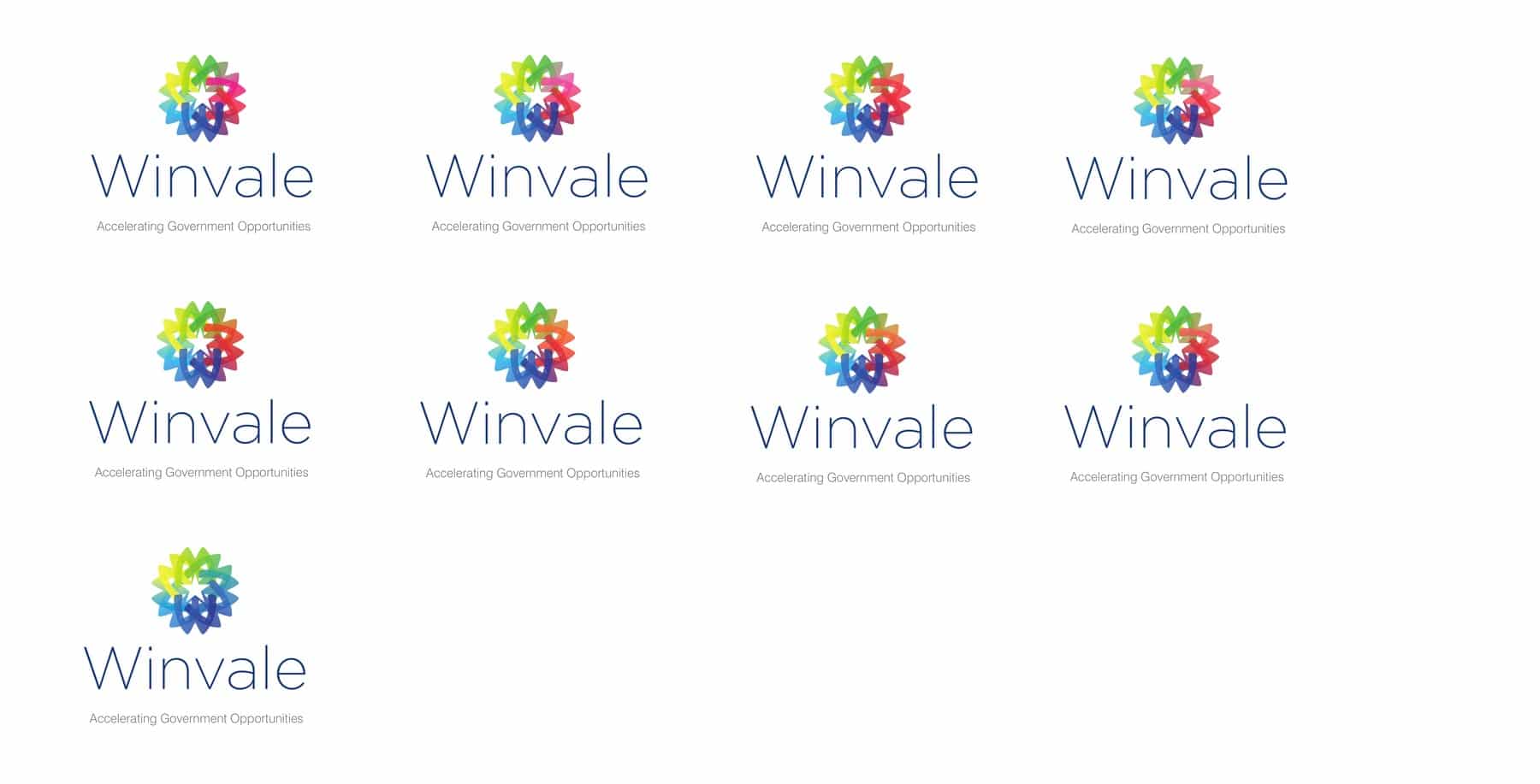 Winvale logo lockup variations approved in the 2010 brand identity program
